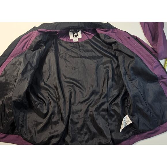 FootJoy Golf Windbreaker Full Zip Purple/Black Jacket M hidden zip pockets EUC - Picture 7 of 10